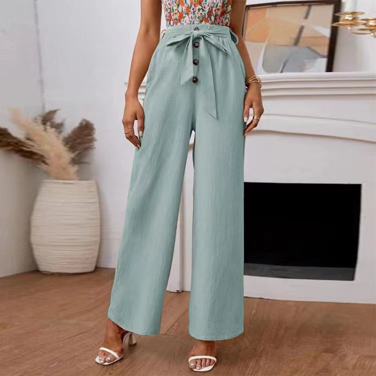 Nelli- Fließende Hose mit hoher Taille Grün