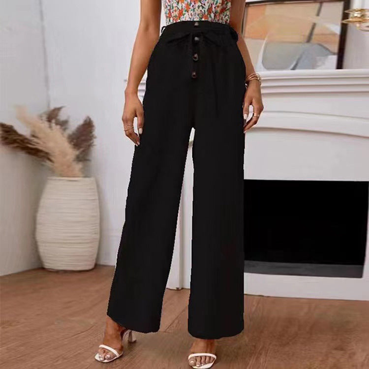 Nelli- Fließende Hose mit hoher Taille Schwarz