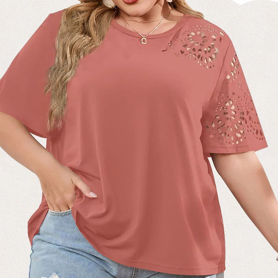 Nessa- Chiffon T-Shirt mit Ausschnitt für Frauen Rosa