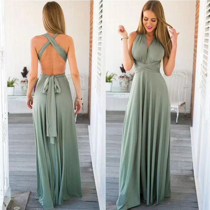 Nicole- Wickelkleid mit elastischem Bund Grau Grün