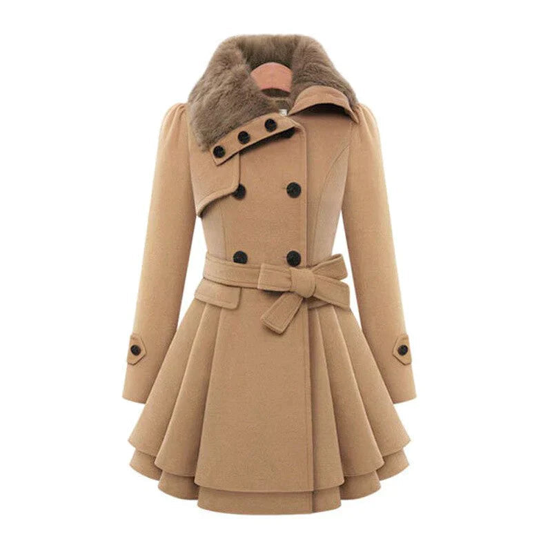 Yena - Schicker Trenchcoat mit veganem Pelz