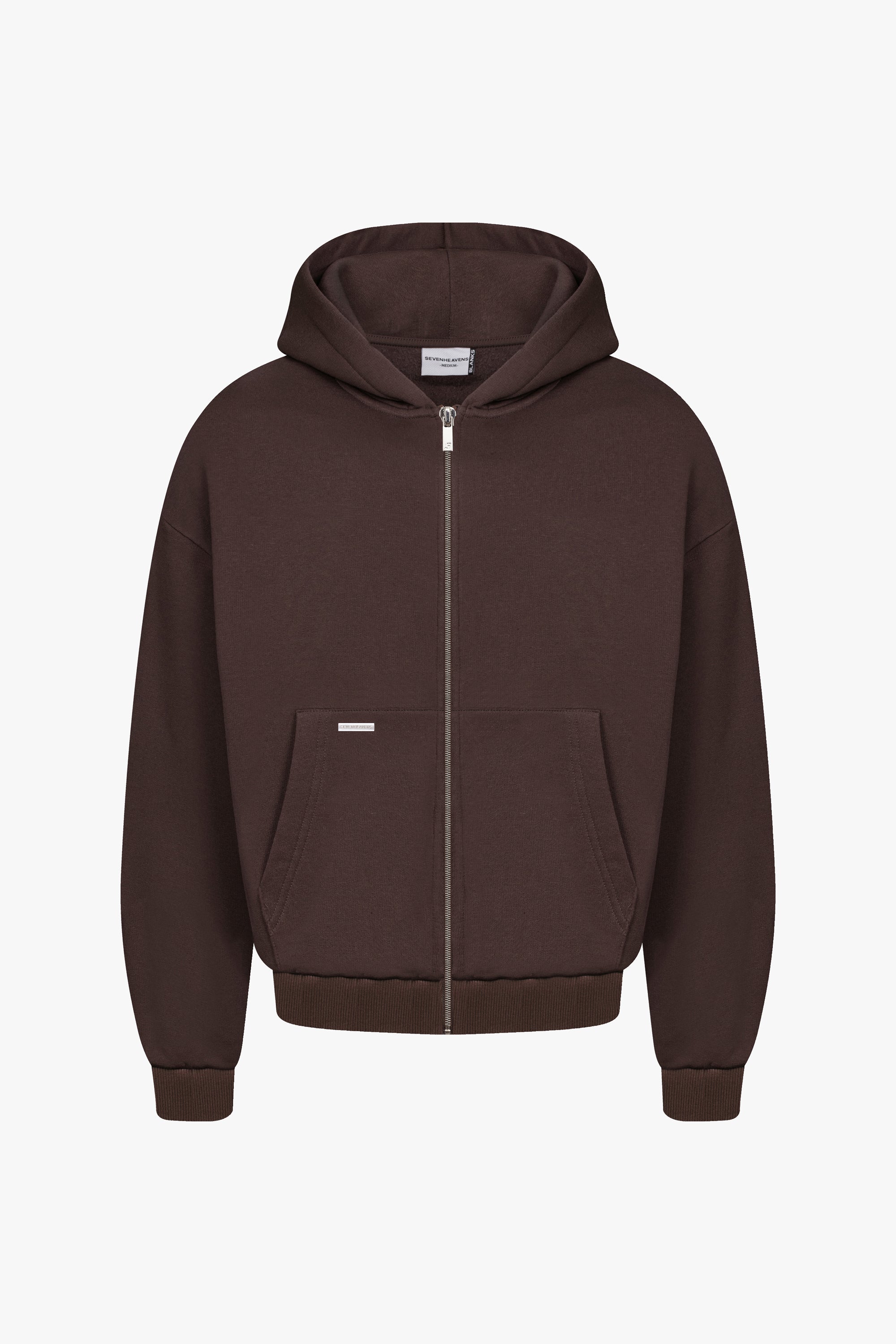 Niklaus - Heavy Blank Zip Hoodie Herren Warm & Robust Chocolate