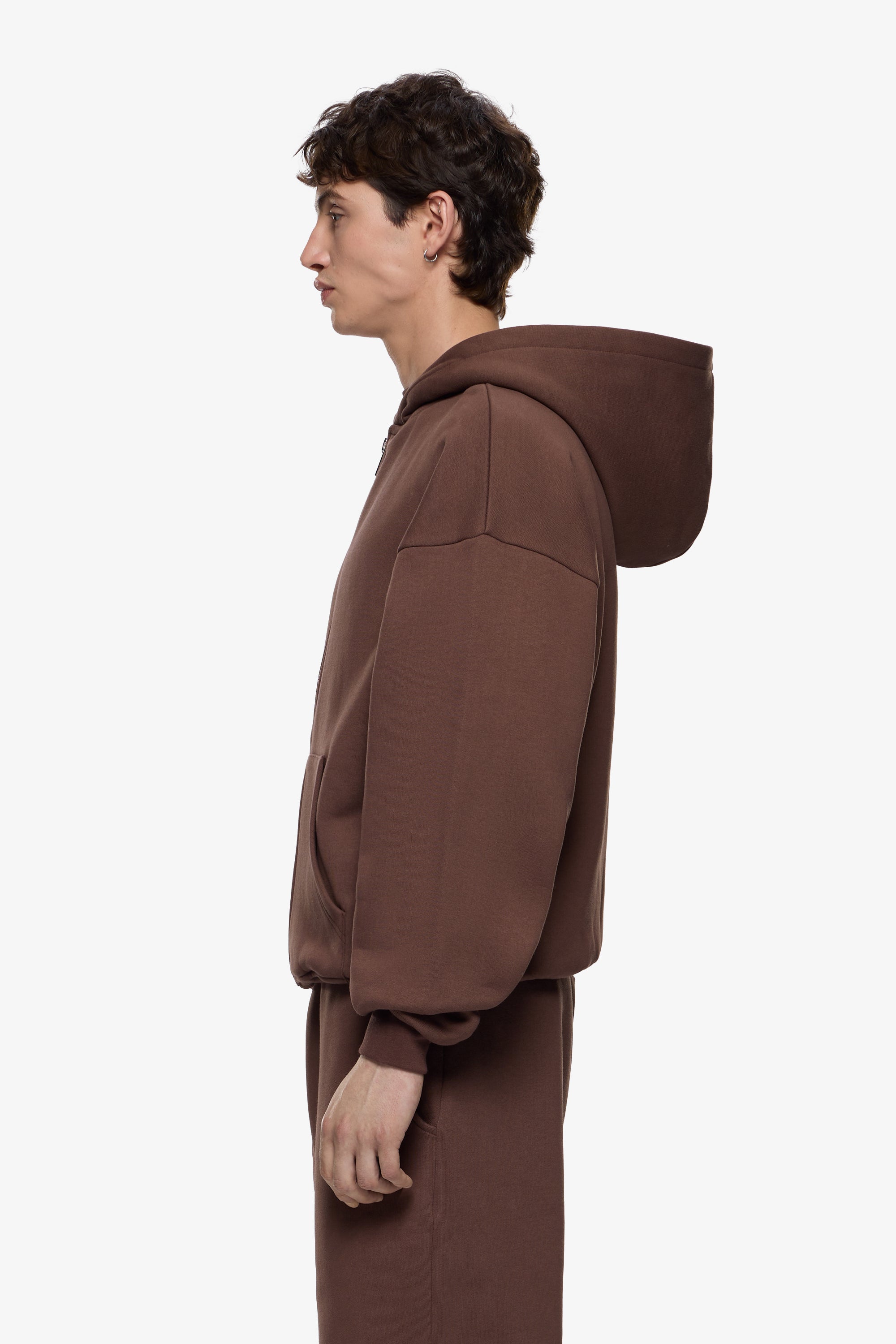 Niklaus - Heavy Blank Zip Hoodie Herren Warm & Robust Chocolate