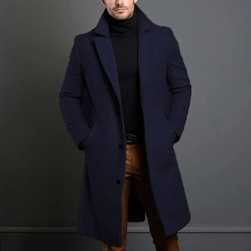 Nils - Hochwertiger Wollmantel für Herren Blau