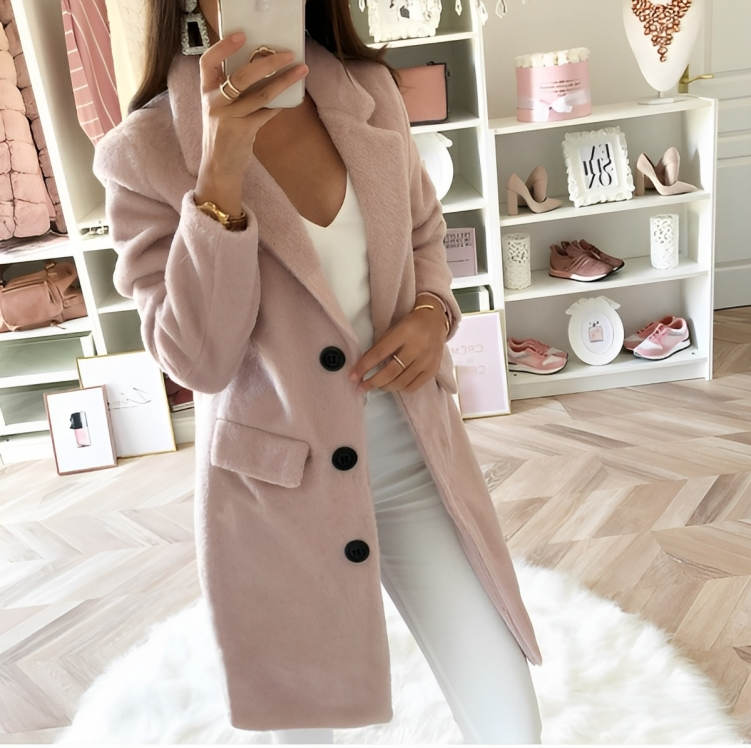 Ninette - Stilvoller Herbst und Wintermantel  Rosa