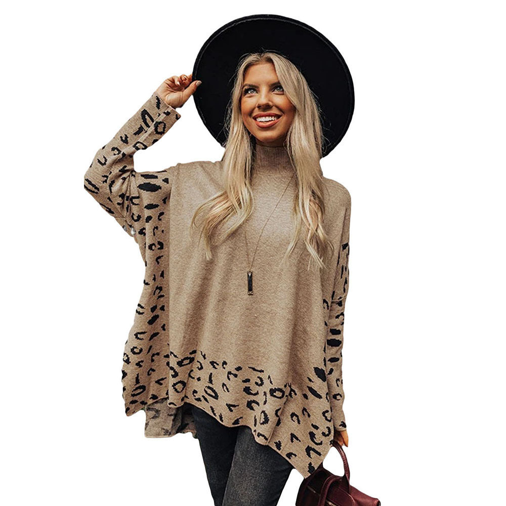 Lorena – Oversized Damenpullover Mit Muster Hoher Kragen