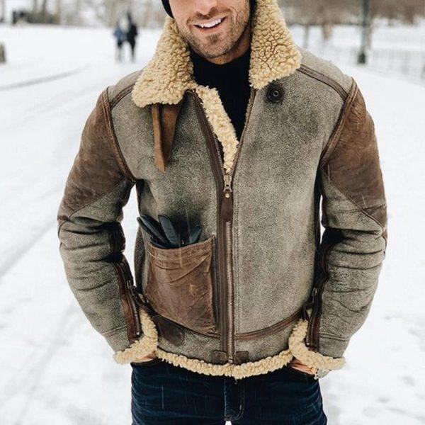 Dennis - Herren Winter Lederjacke mit Kunstfell