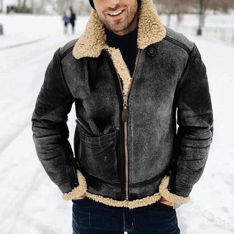 Dennis - Herren Winter Lederjacke mit Kunstfell
