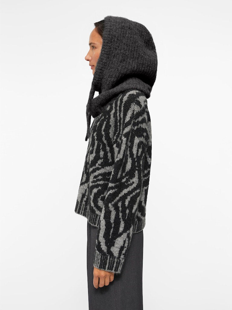 Objekt - Gestrickte Balaclava Dunkelgrau Melange 2