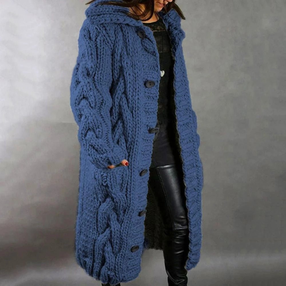 Odette - Kuscheliger Strickmantel für Frauen Blau