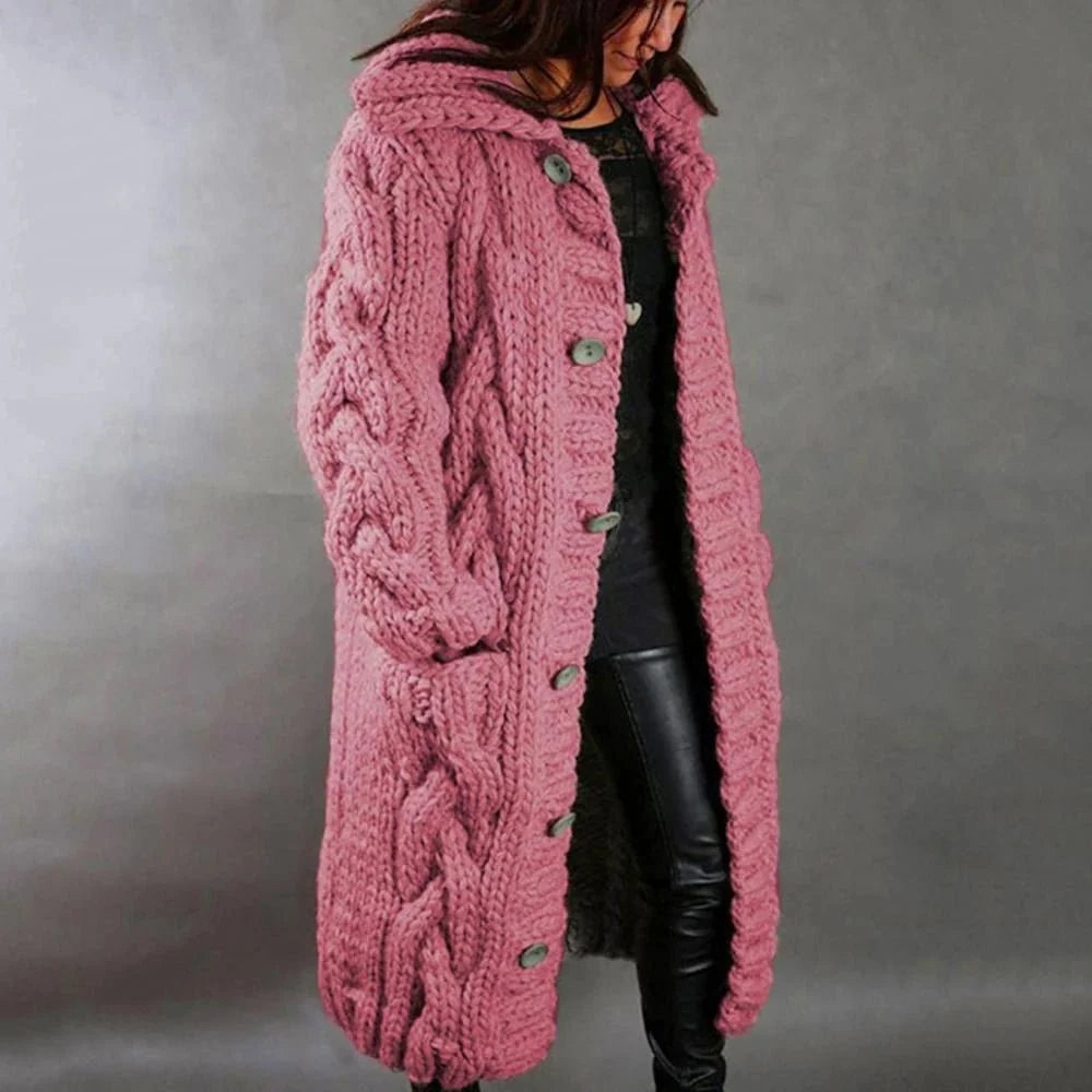Odette - Kuscheliger Strickmantel für Frauen Rosa