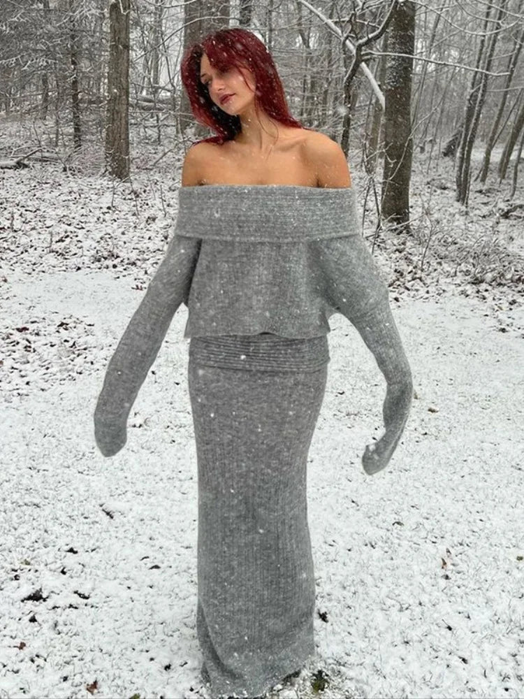 Lara - Off Shoulder Strickpullover Damen Elegant