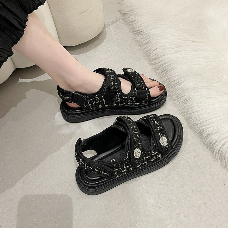 Olalla- Damen sommerliche Klettsandalen mit hochwertiger Fußbettpolsterung Schwarz 1