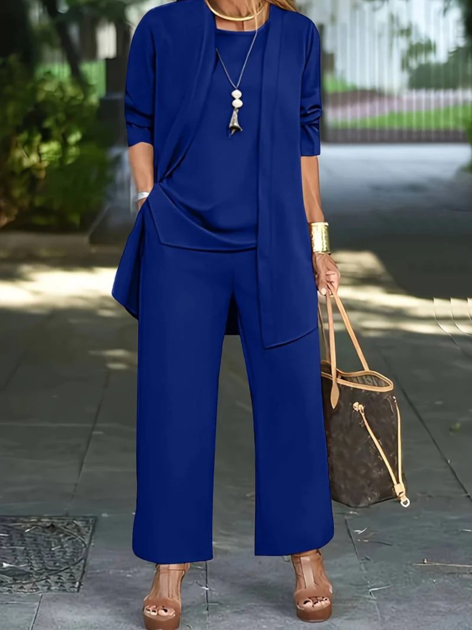 Olina- 3 Stück Sommeranzug Für Frauen Blau