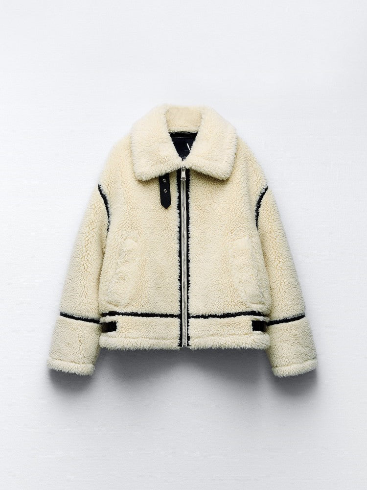 Olinda - Elegante Fury Jacke für Frauen Beige