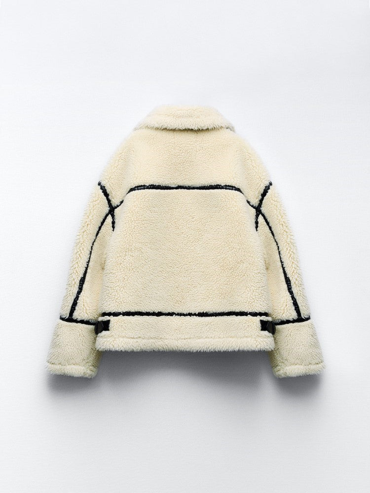 Olinda - Elegante Fury Jacke für Frauen Beige