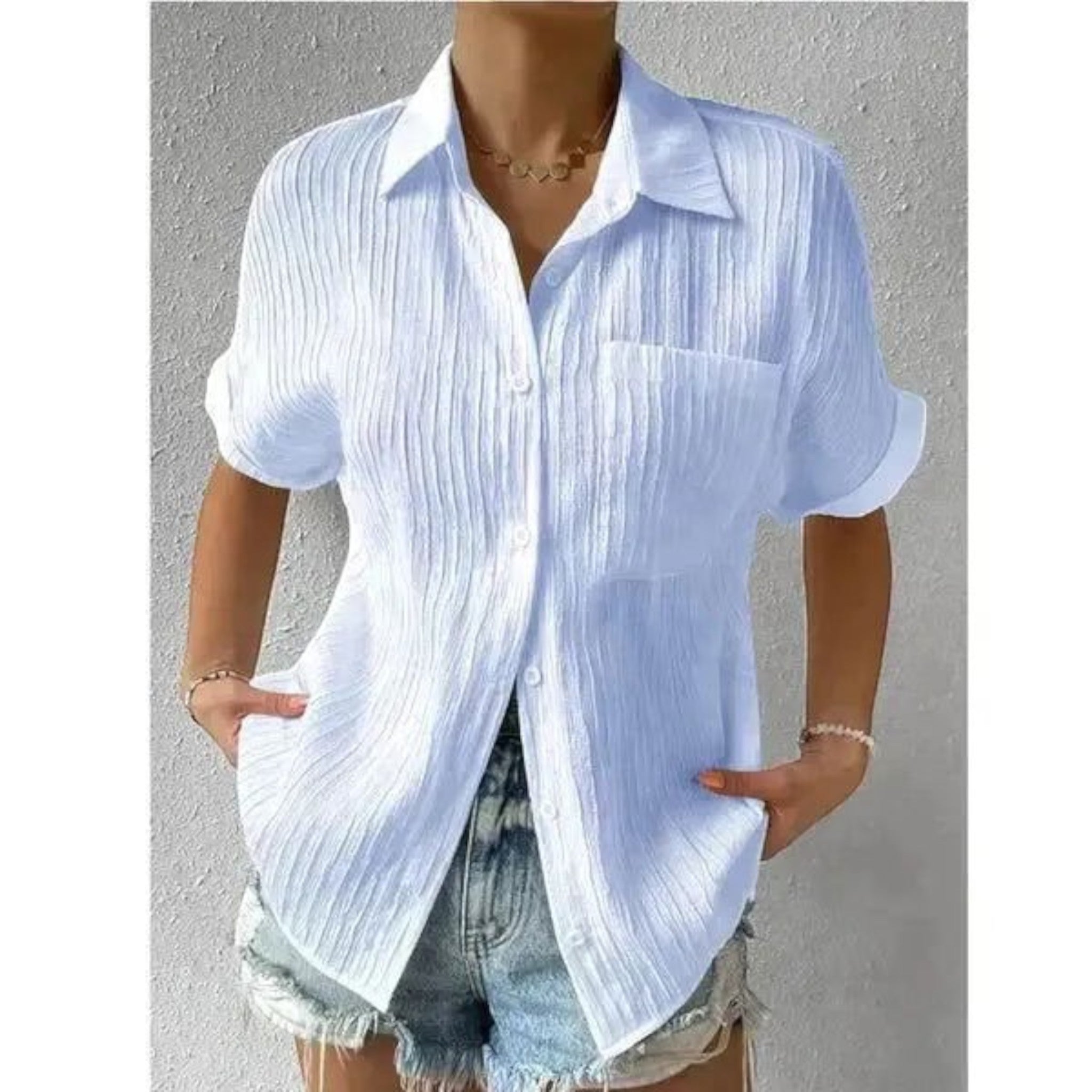 Oliva- Elegante Sommerbluse Für Damen  Himmelblau