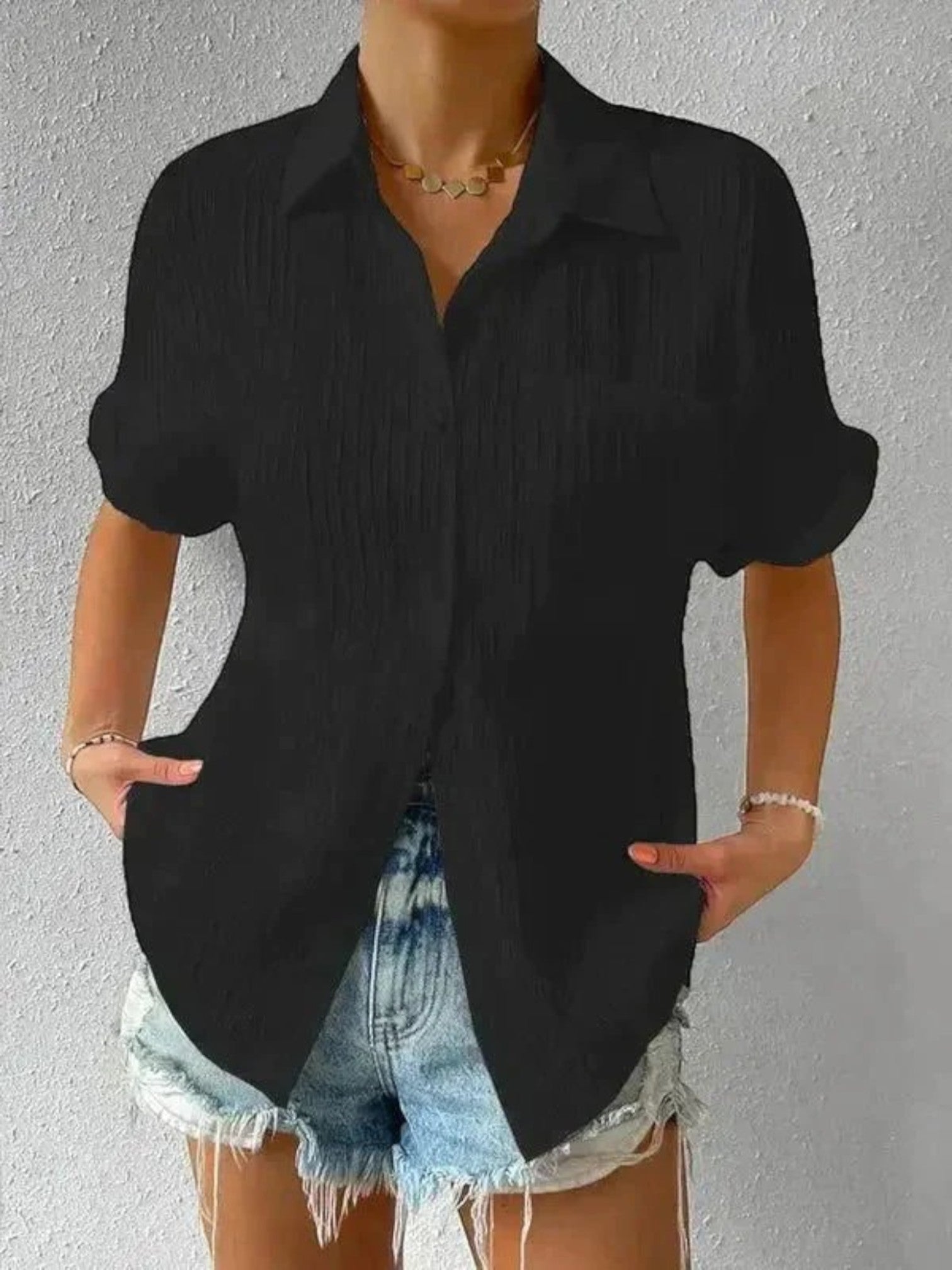 Oliva- Elegante Sommerbluse Für Damen Schwarz