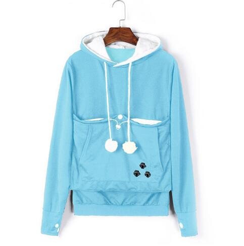 Olive - Komfortabler Hoodie mit Katzentasche Blau