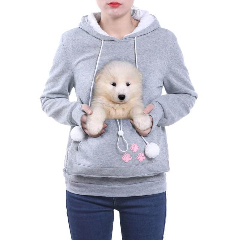 Olive - Komfortabler Hoodie mit Katzentasche Grau