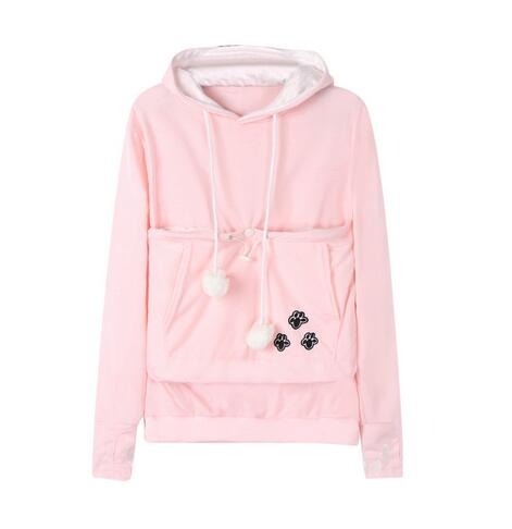 Olive - Komfortabler Hoodie mit Katzentasche Rosa