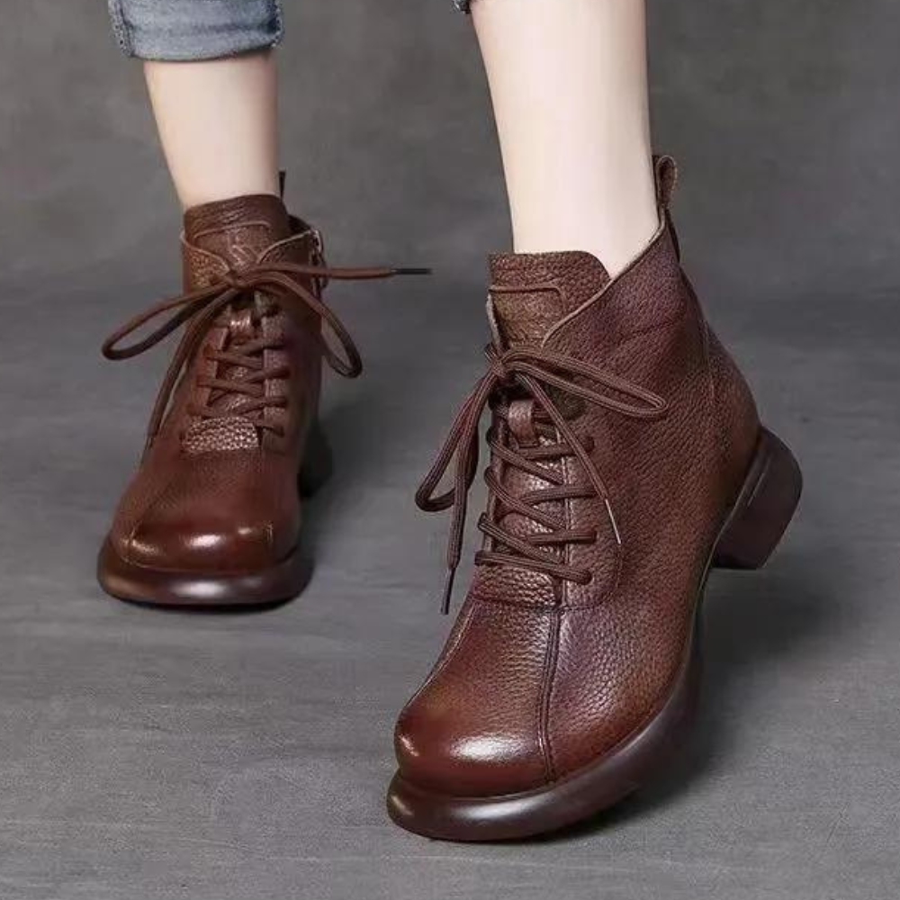 Olivia – Damen Schnürstiefel Retro Stil Elegant Lässig 1