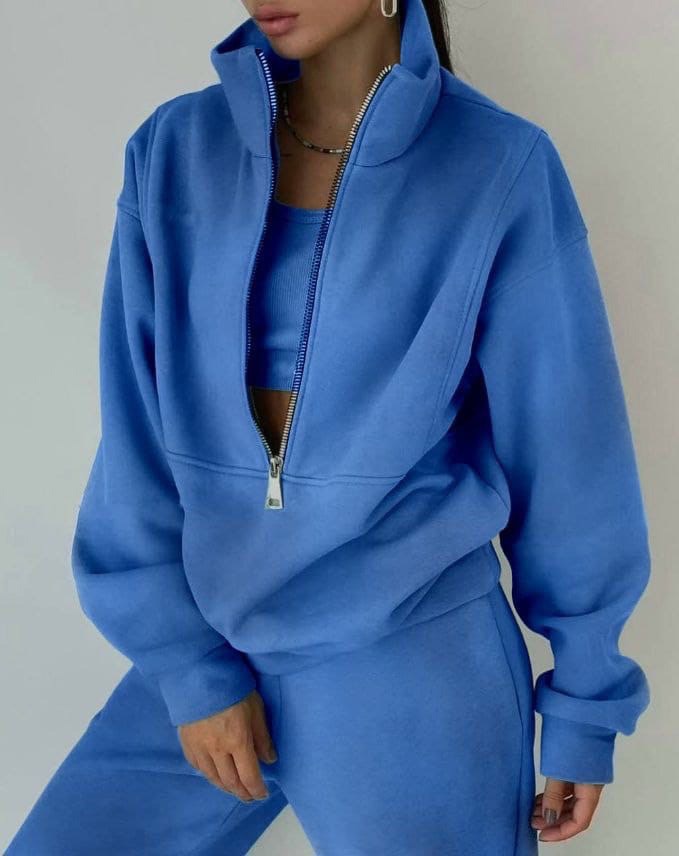 Omaira - Lounge Set Gemütliche Fleece Kombination Blau