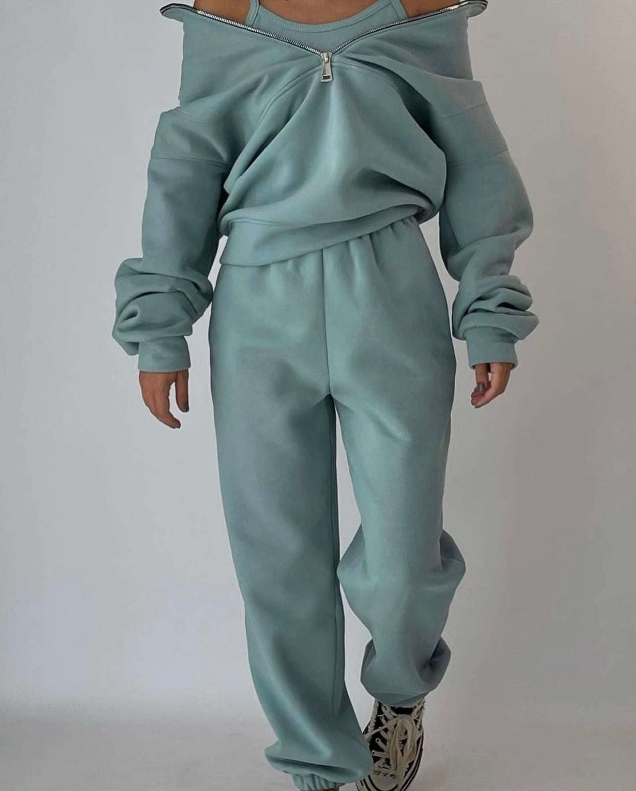 Omaira - Lounge Set Gemütliche Fleece Kombination Grün