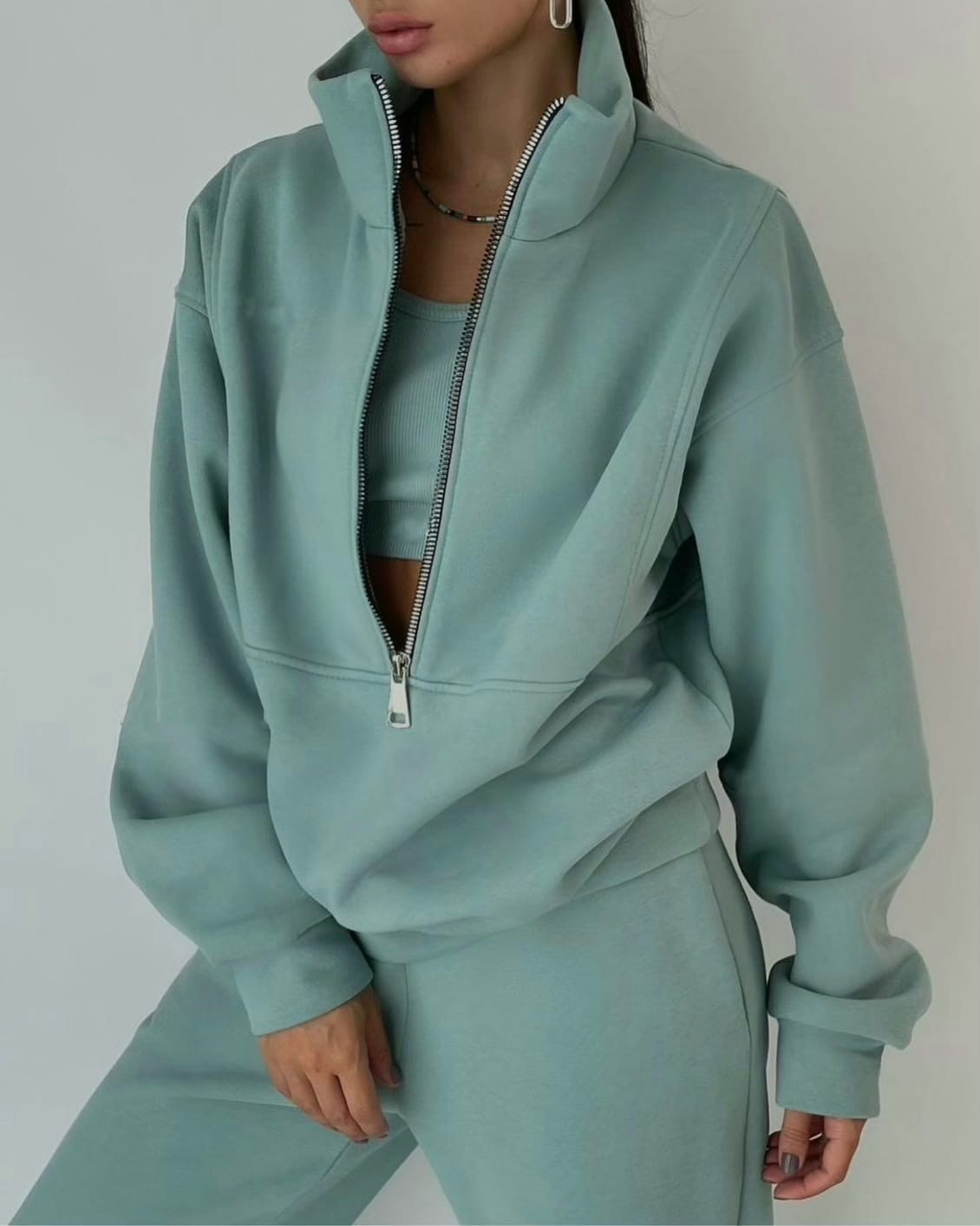 Omaira - Lounge Set Gemütliche Fleece Kombination Grün