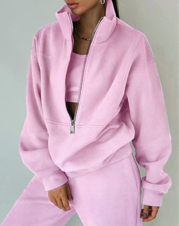 Omaira - Lounge Set Gemütliche Fleece Kombination Rosa