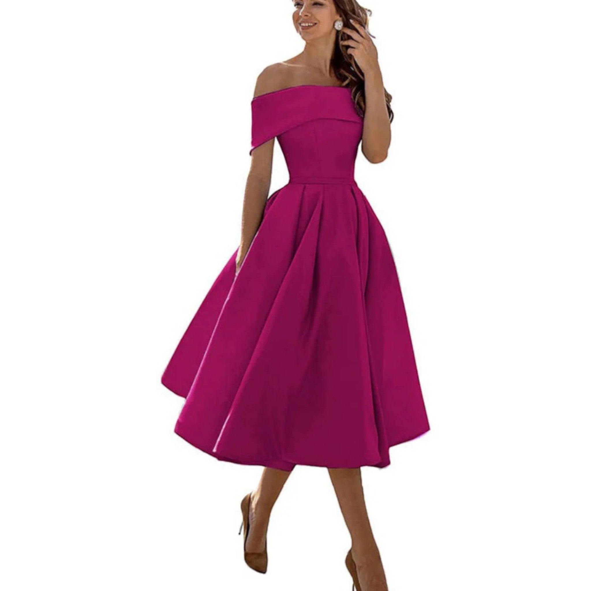 Ophélie- Schulterfreies Cocktailkleid Für Damen 11