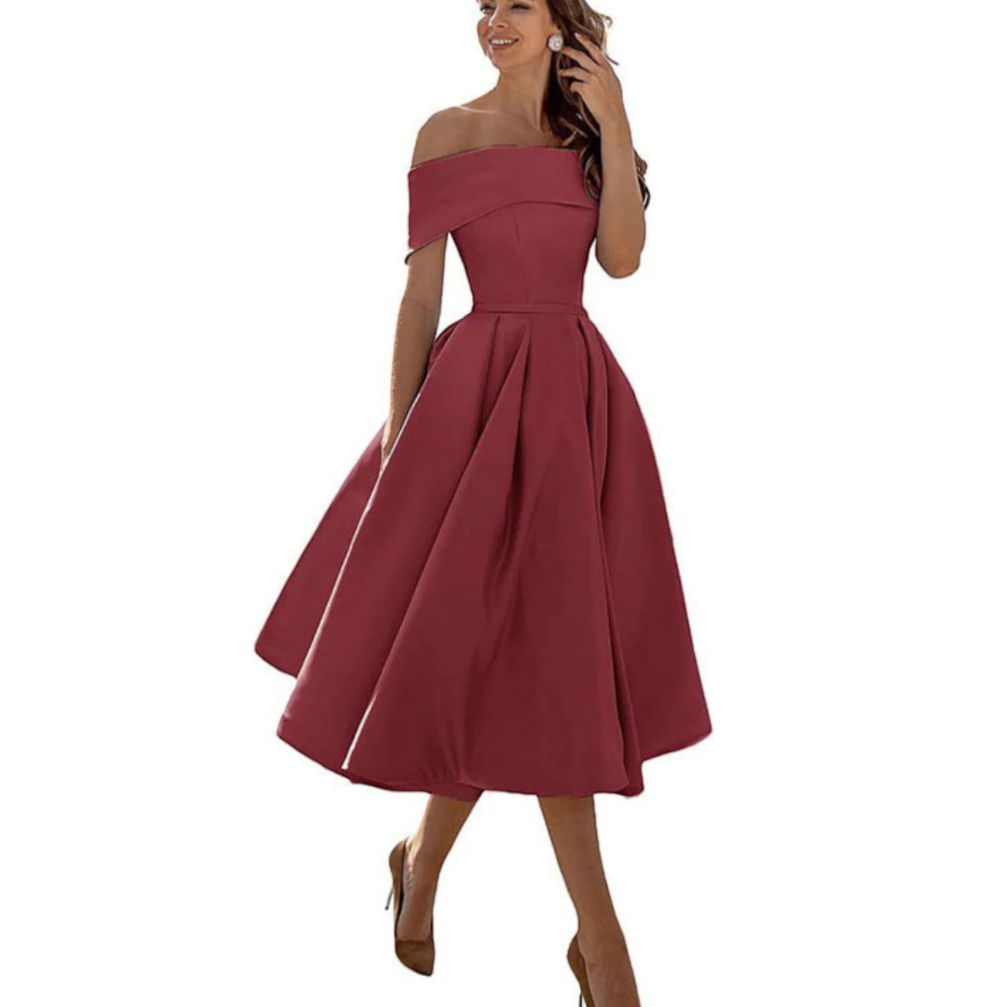 Ophélie- Schulterfreies Cocktailkleid Für Damen 13