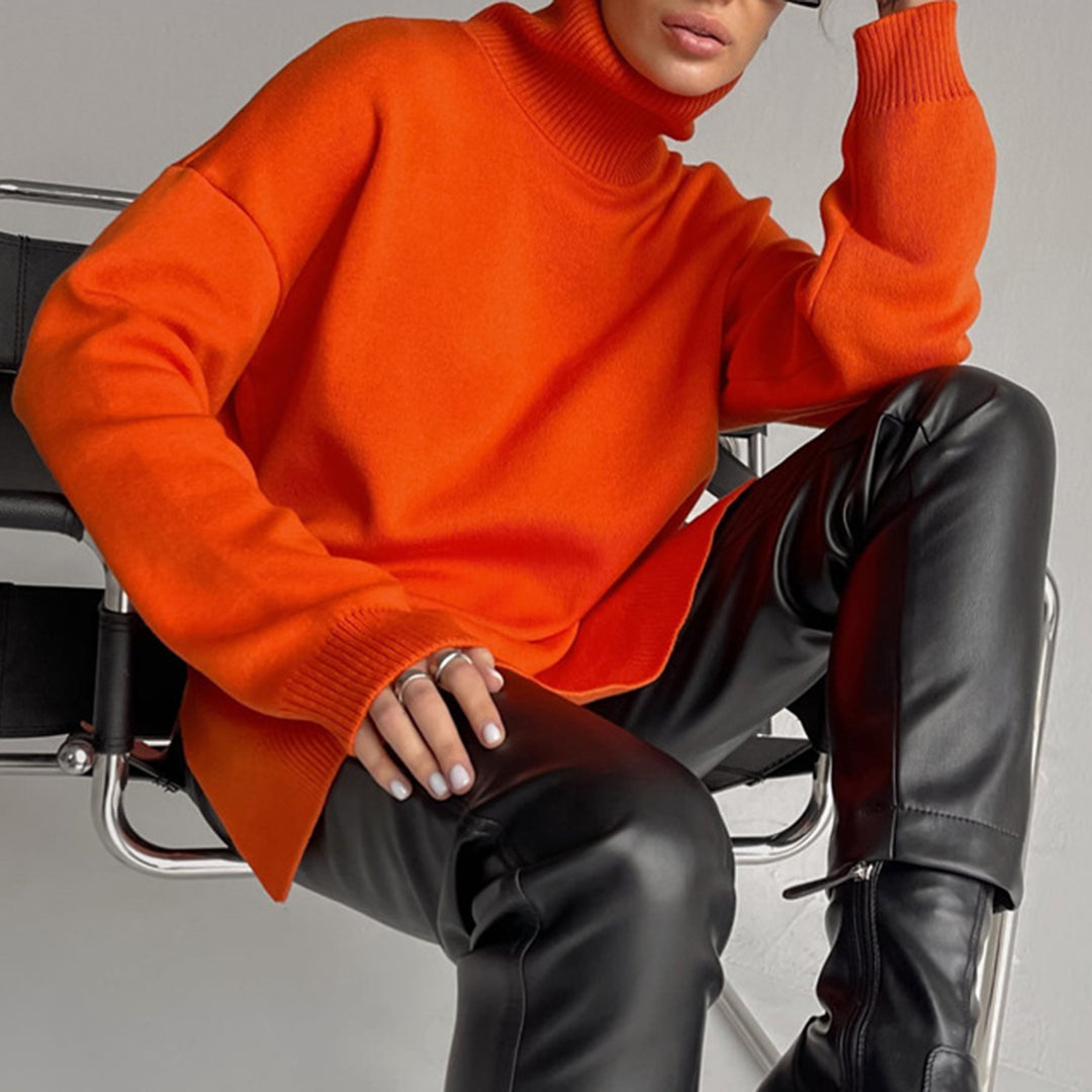 Thea – Eleganter Rollkragenpullover mit Seitenschlitz