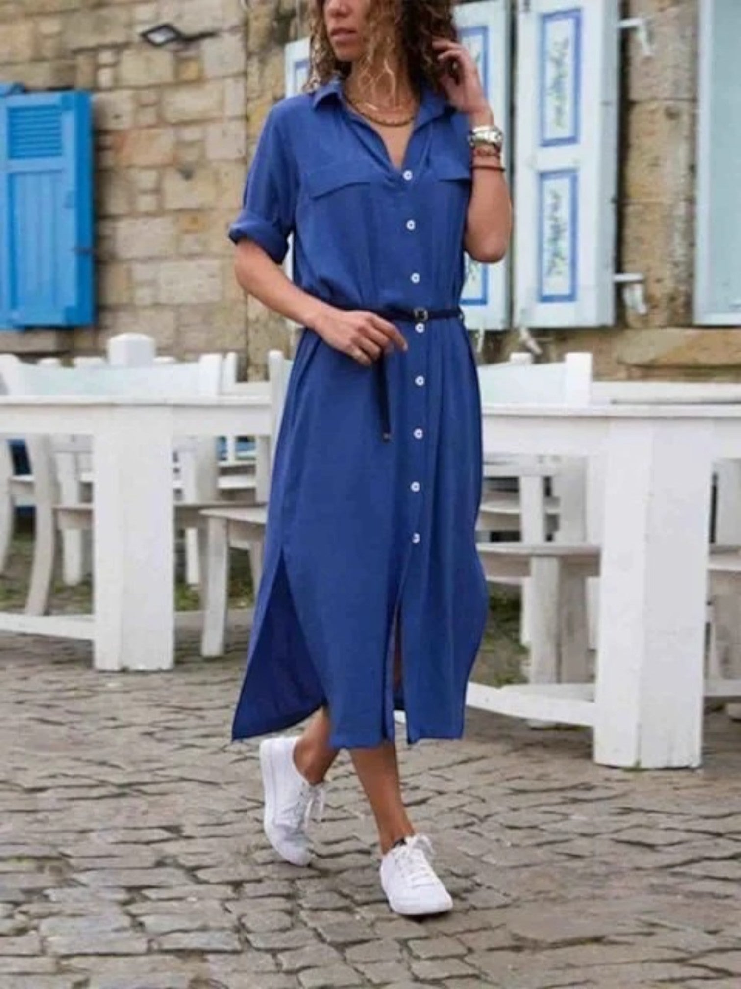 Orysia-  Sommerkleid Mit Taschen Für Frauen Blau