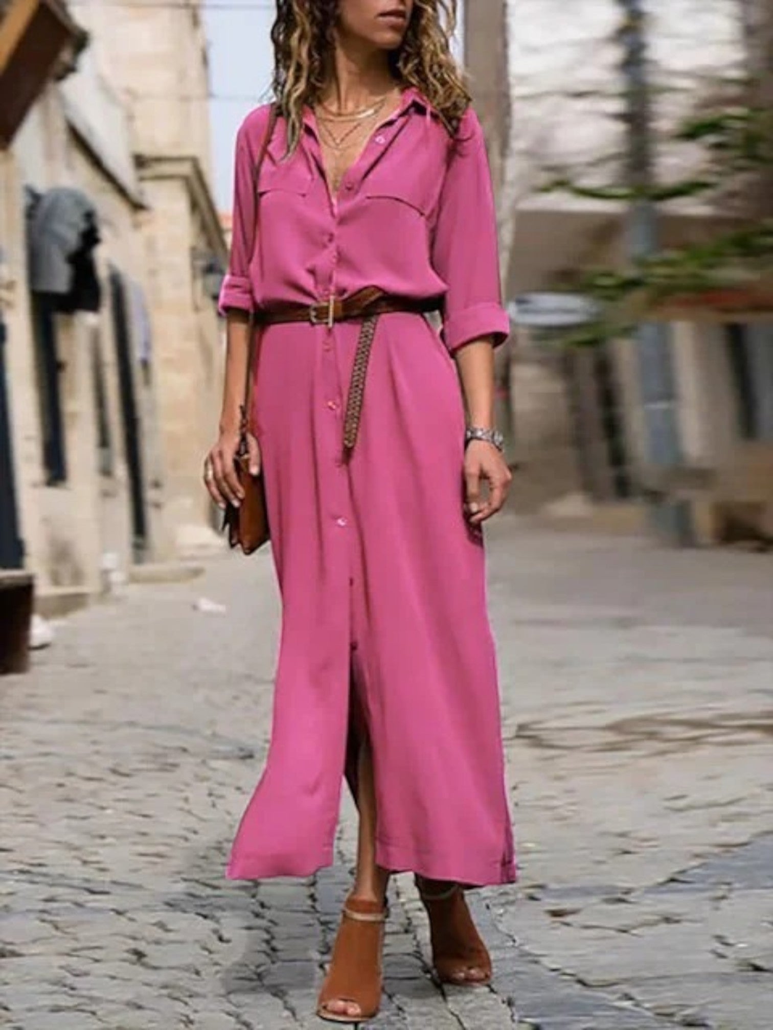 Orysia-  Sommerkleid Mit Taschen Für Frauen Rose 1