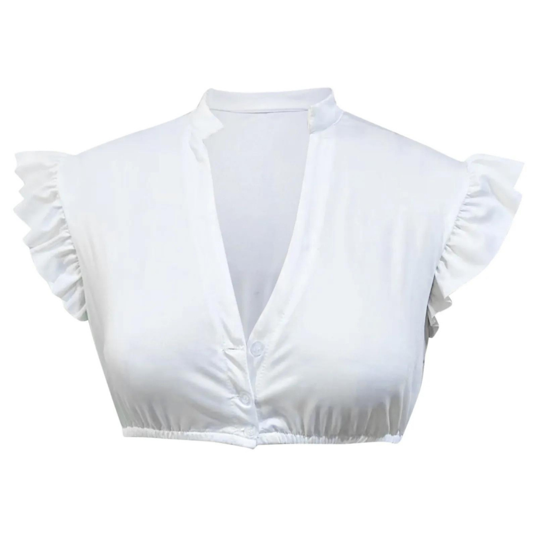 Otylia- Damen Dirndlbluse mit traditionellem Oktoberfest Stil Weiß 2