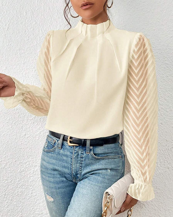 Ovidia - Elegantes und langärmeliges Damen-Oberteil im maritimen Stil  Beige