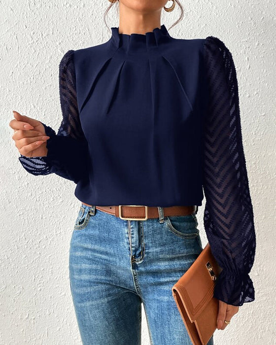 Ovidia - Elegantes und langärmeliges Damen-Oberteil im maritimen Stil  Blau