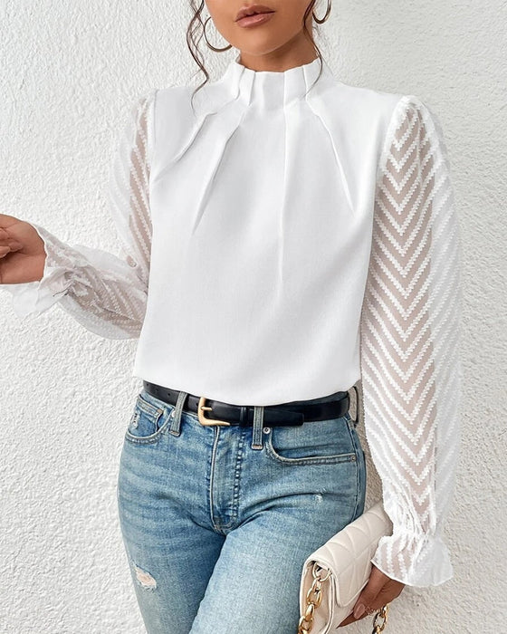 Ovidia - Elegantes und langärmeliges Damen-Oberteil im maritimen Stil  WeiB