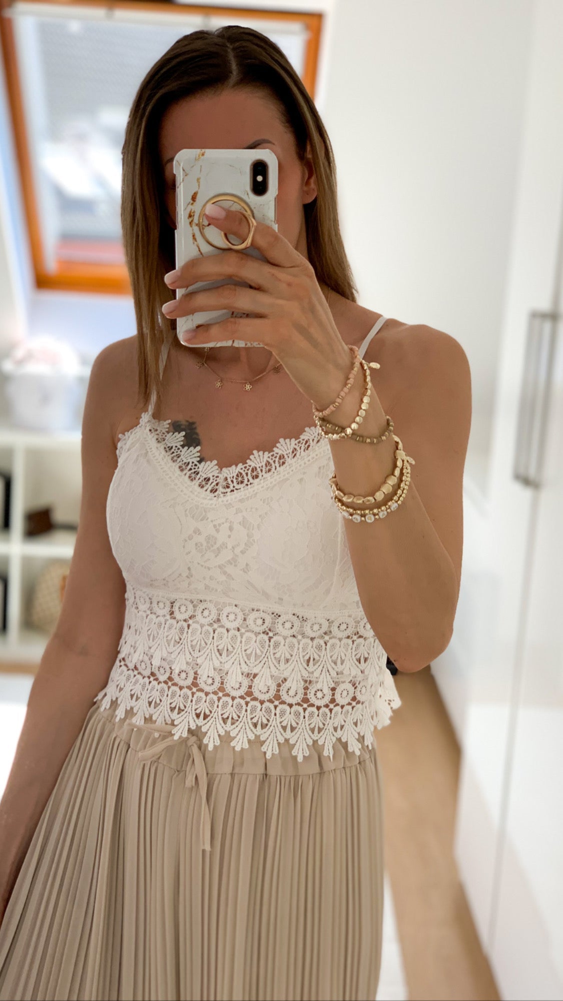 Palmira- Crop Top aus Spitze in Weiß  8