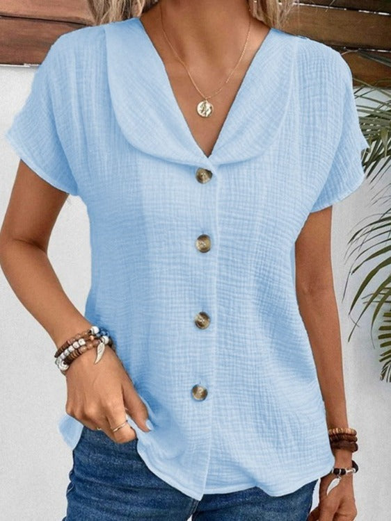 Paulina- Lässige Bluse mit Knöpfen vorne Blau