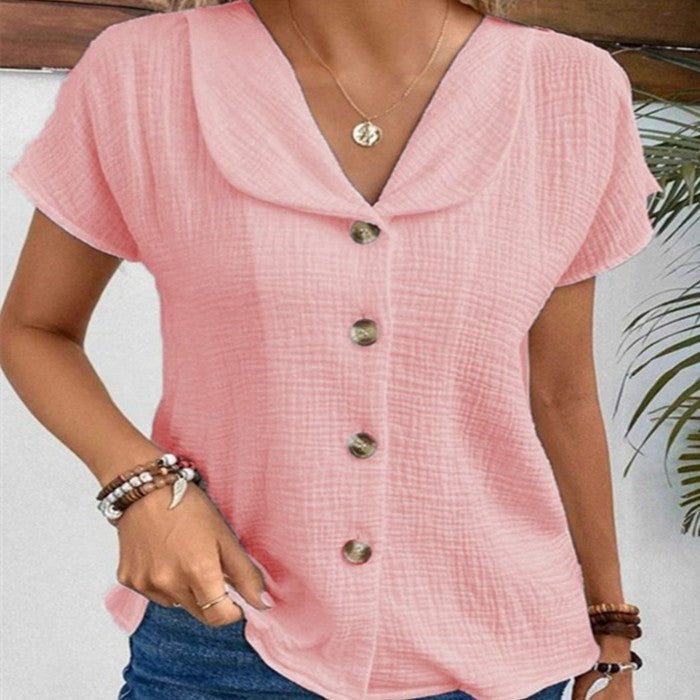 Paulina- Lässige Bluse mit Knöpfen vorne Rosa