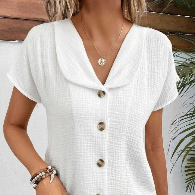 Paulina- Lässige Bluse mit Knöpfen vorne Weiß