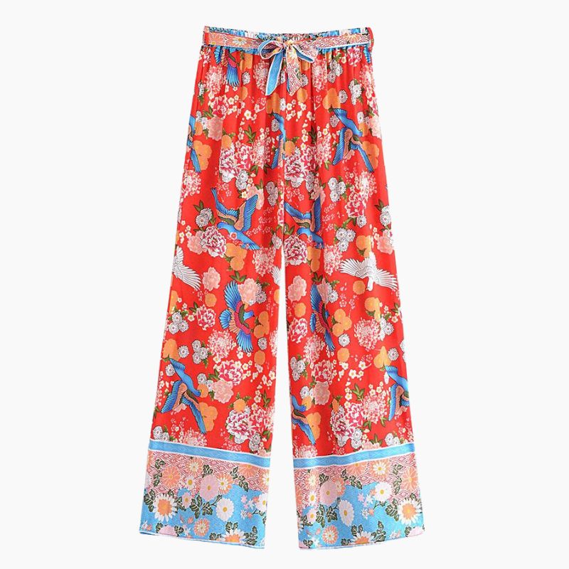 Paulina- Leichte sommerhose damen boho orange