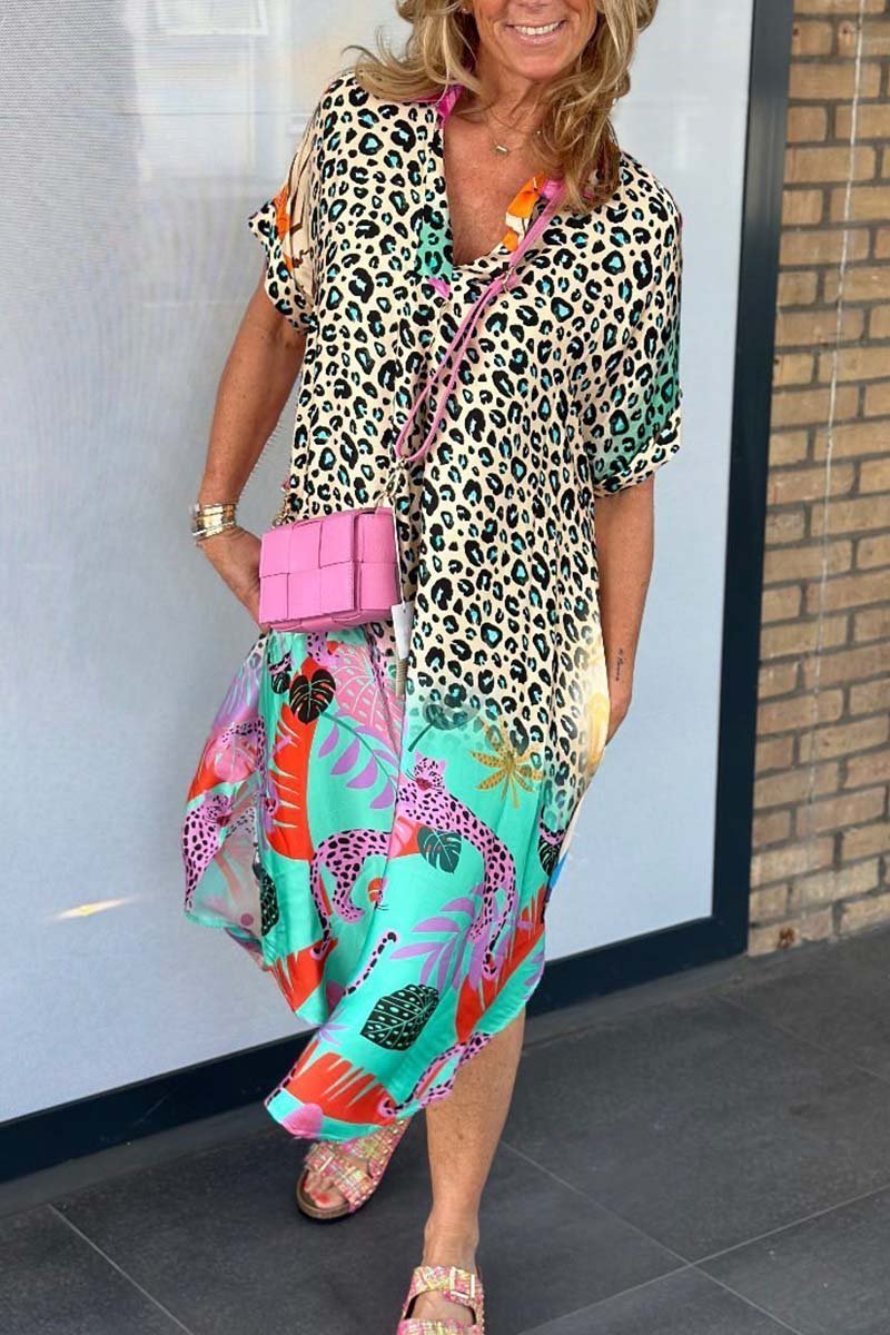 Peggy - Freizeitkleid mit Leopardenmuster grun