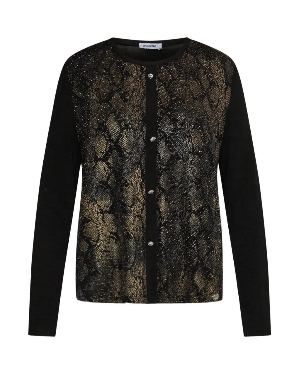 Philipa - Schlangenmuster Lurex Pullover für Damen Schwarz