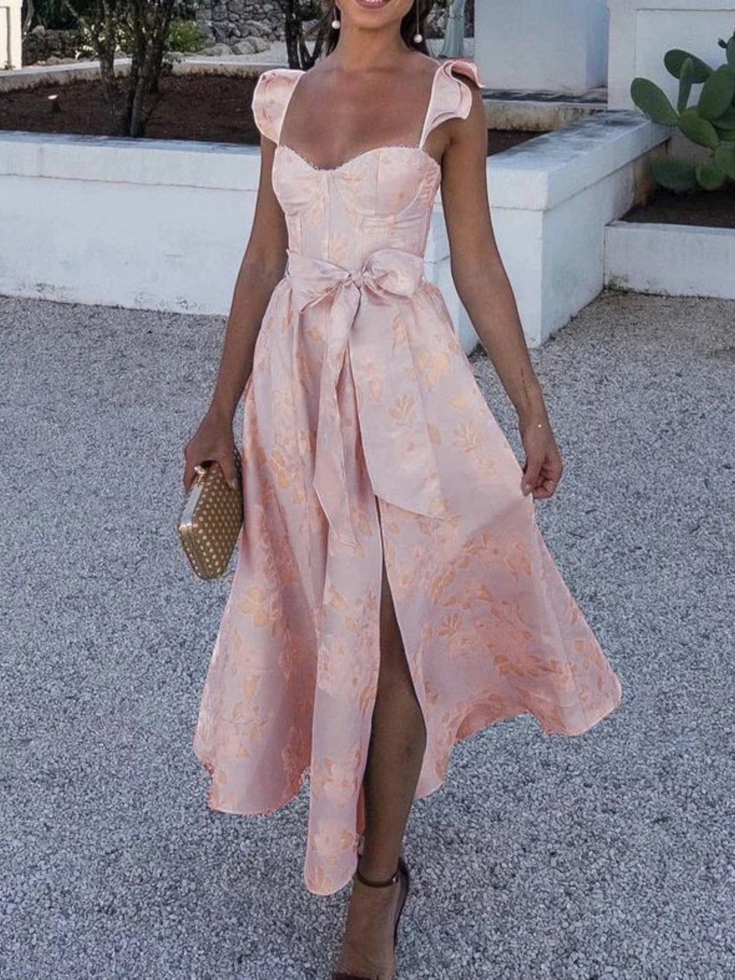 Philomena - Elegant Floral Party Dress for Women Rose