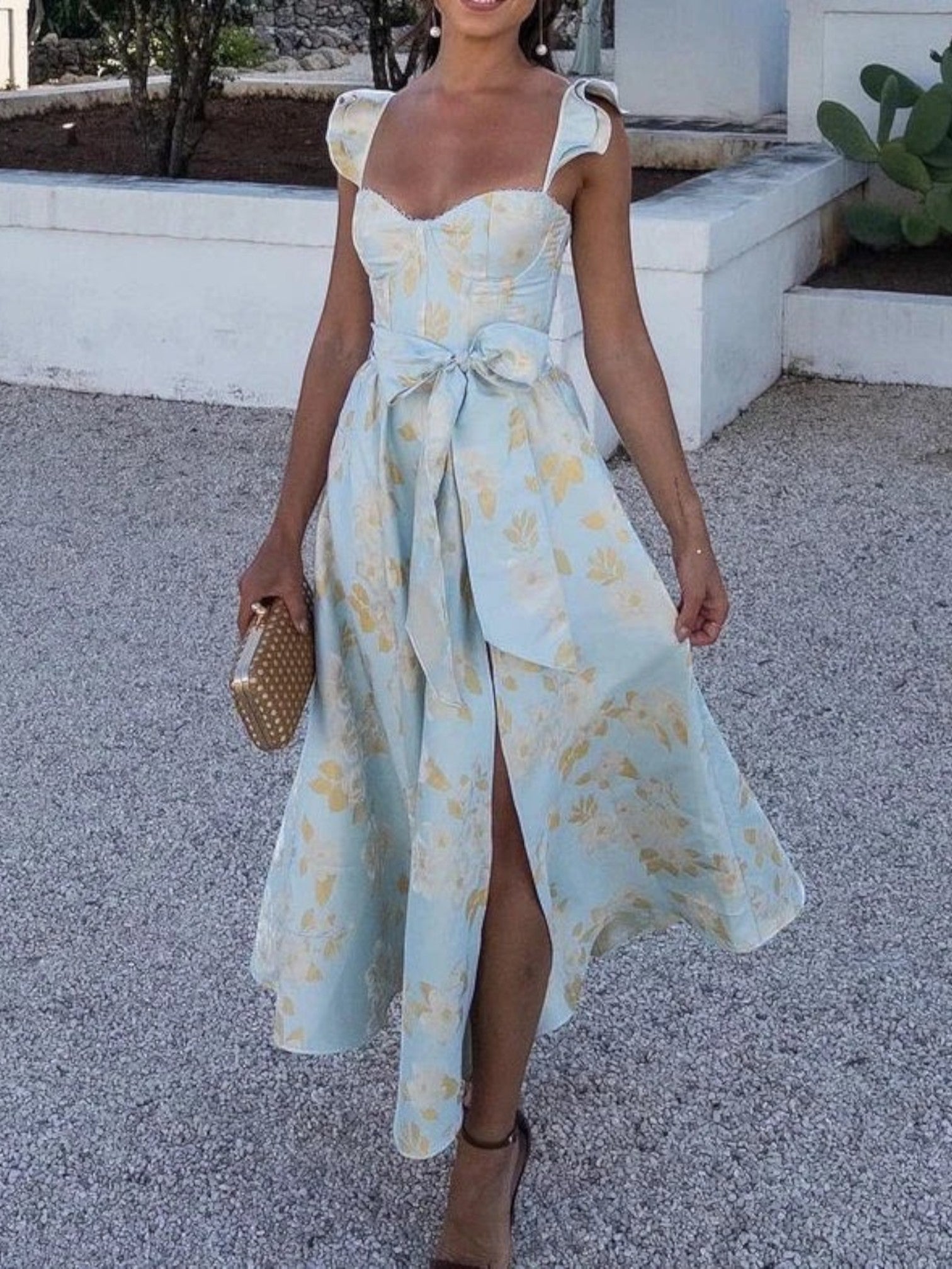 Philomena - Elegant Floral Party Dress for Women Weiß
