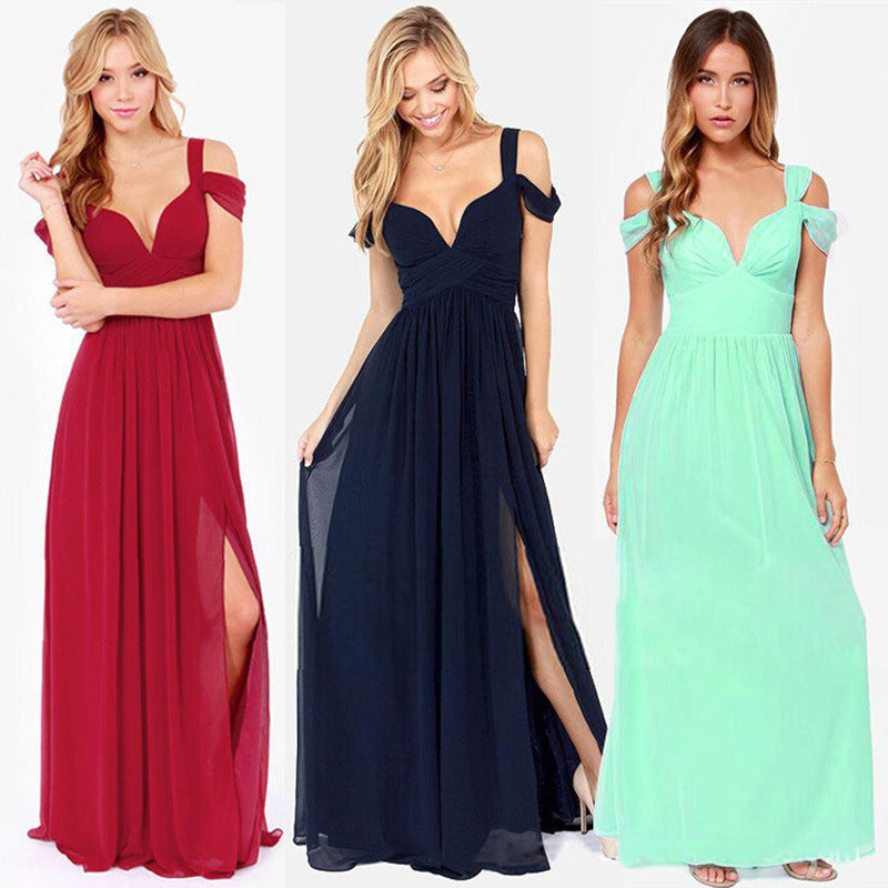 Phyllis - Sommerliches schulterfreies Maxikleid Damen Blau