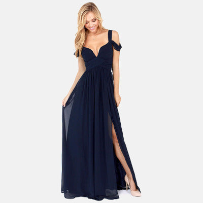 Phyllis - Sommerliches schulterfreies Maxikleid Damen Blau 2